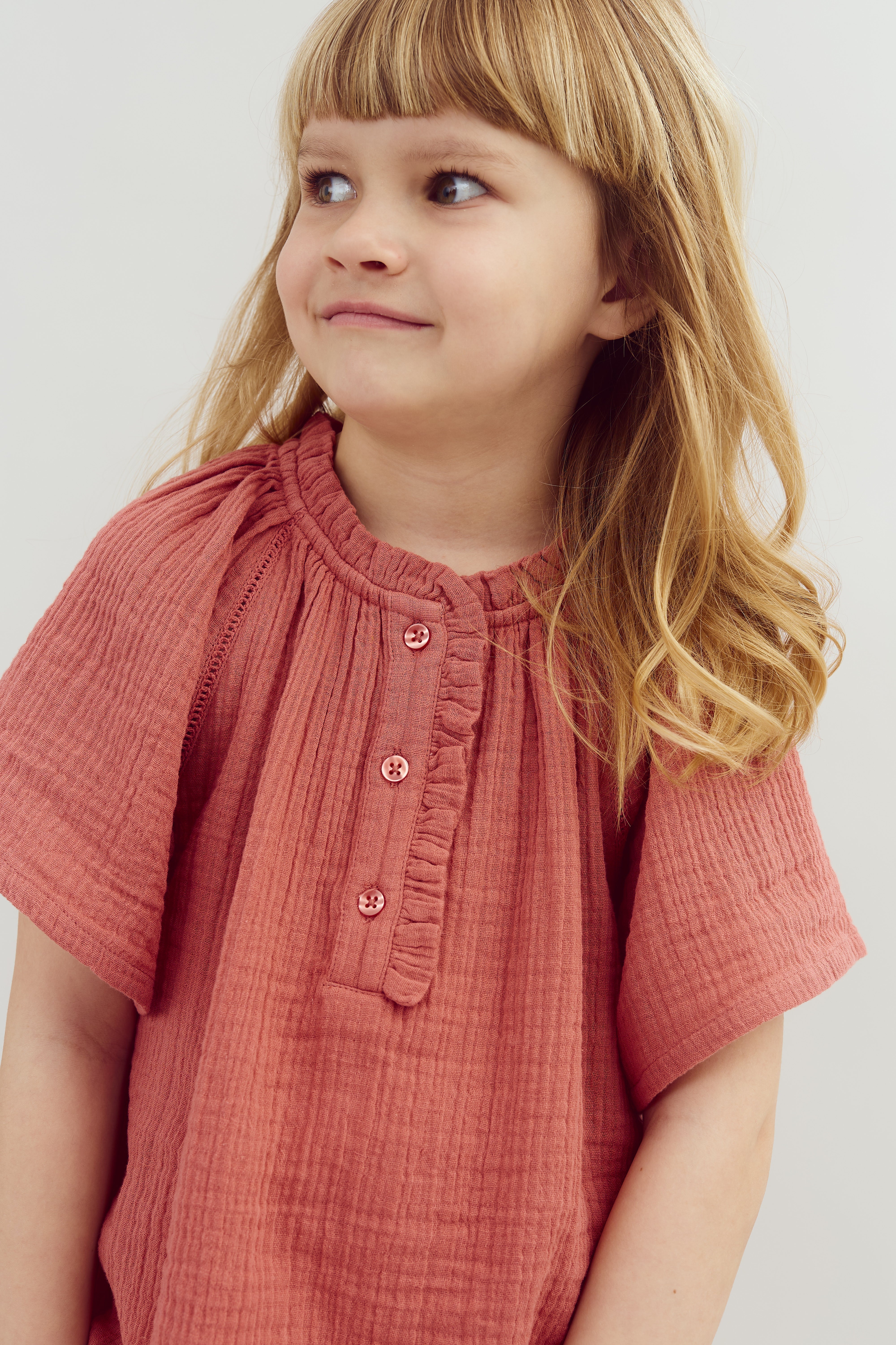 Bluse med Musselin stolpelukning - Blush | 100289 Ella