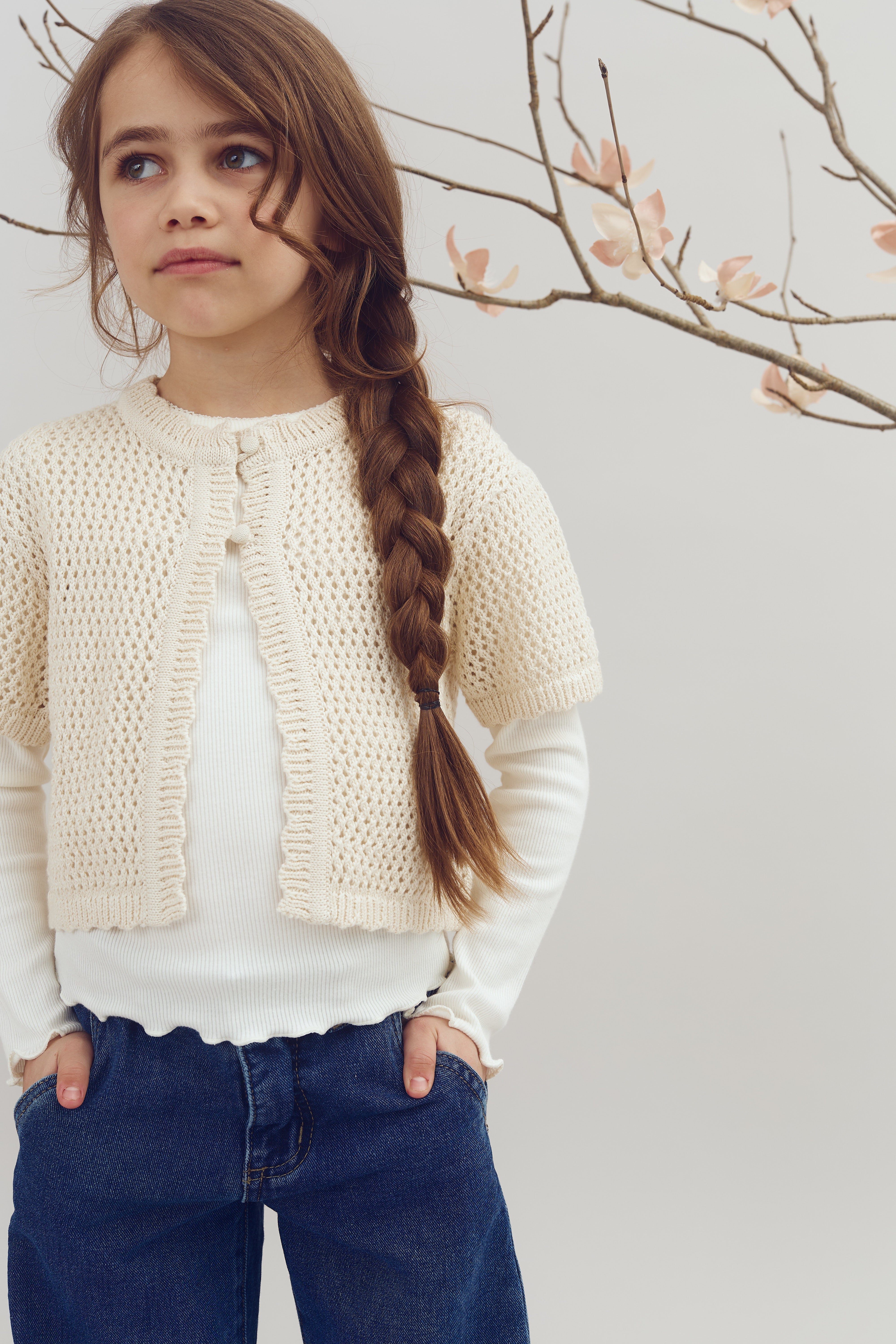 Basic Modal Langærmet Rib T-shirt - Off White | 100319 Fiona