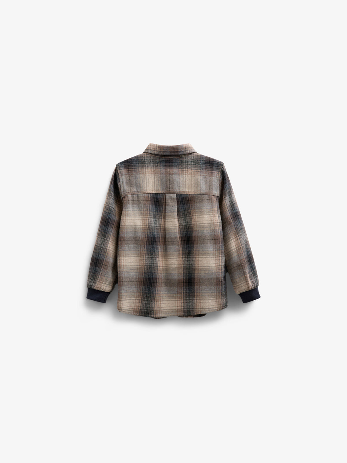 Ternet flannelskjorte med rib manchet - Kids - Brown Navy Check | 100529 Henry