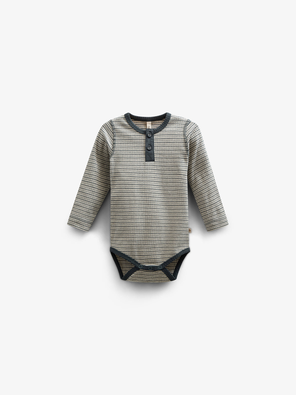 Langærmet Body i Bomuldsrib - Kids - Forest Green Stripe | 100558 Manson