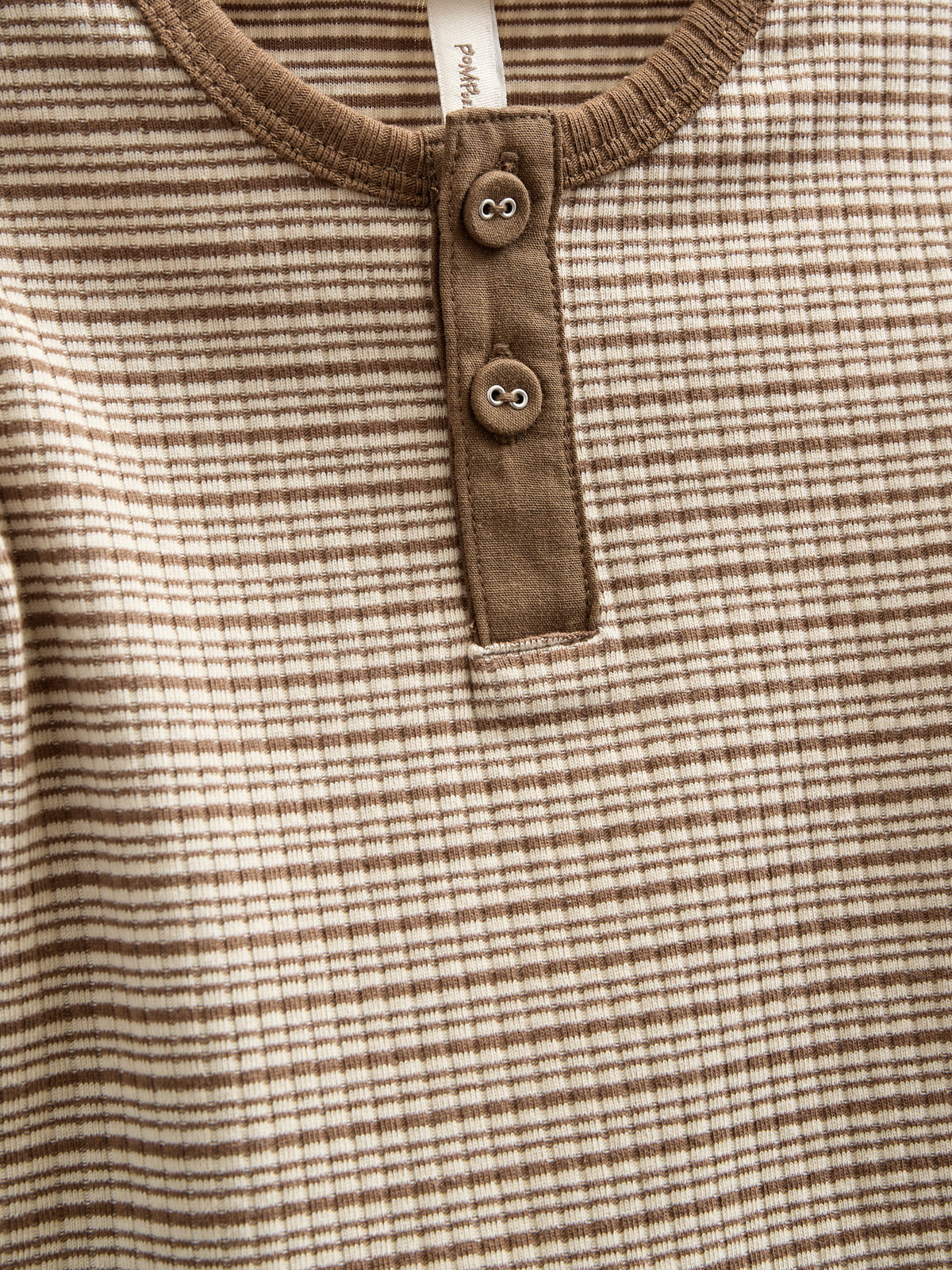 Langærmet Body i Bomuldsrib - Kids - Coffee Stripe | 100559 Manson