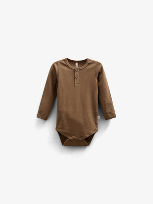 Langærmet Body i Bomuldsrib - Kids - Coffee | 100561 Manson