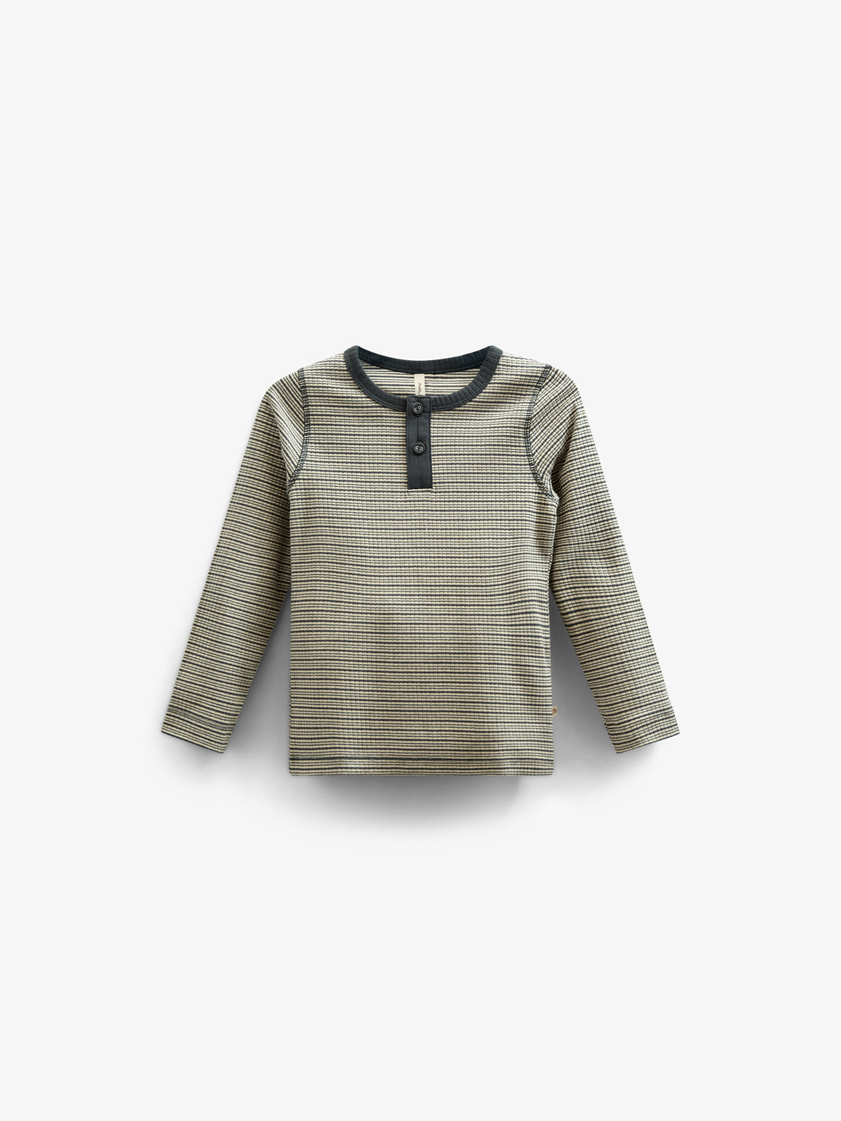 Langærmet T-shirt i Bomuldsrib - Kids - Forest Green Stripe | 100562 Manson