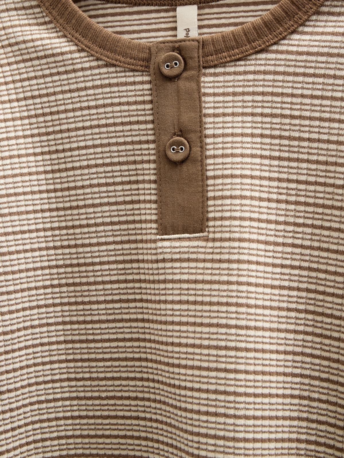 Langærmet T-shirt i Bomuldsrib - Tween - Coffee Stripe | 100565 Manson