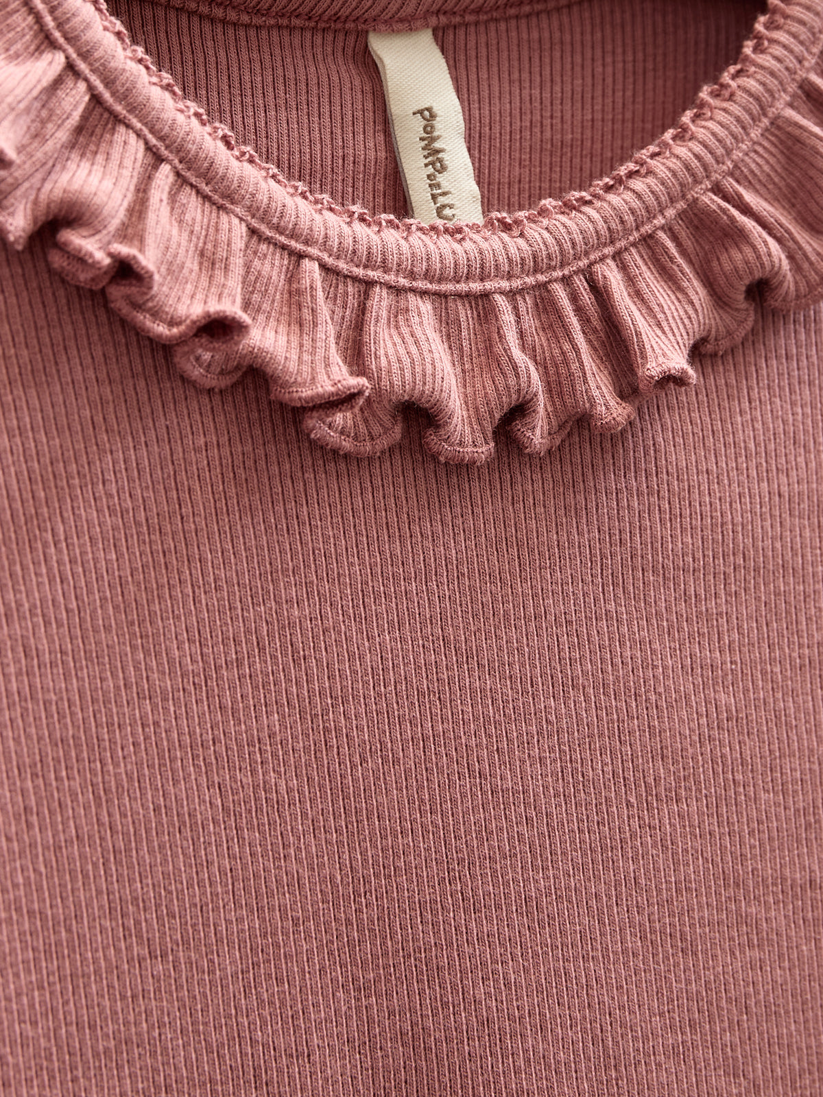 Langærmet Rib Bodysuit i Modal med picot-kant - Kids - Old Rose | 100575 Mia