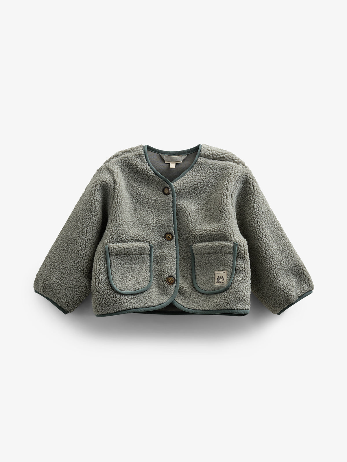 Teddyjakke med knapper - Kids - Dusty Green | 100627 Mayfield