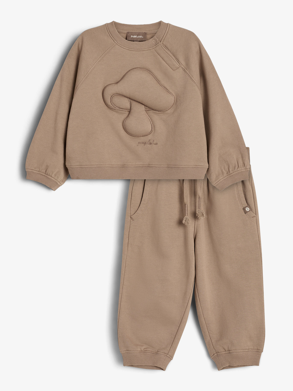 Sweat-sæt med puf-applikation - Little - Dark Beige