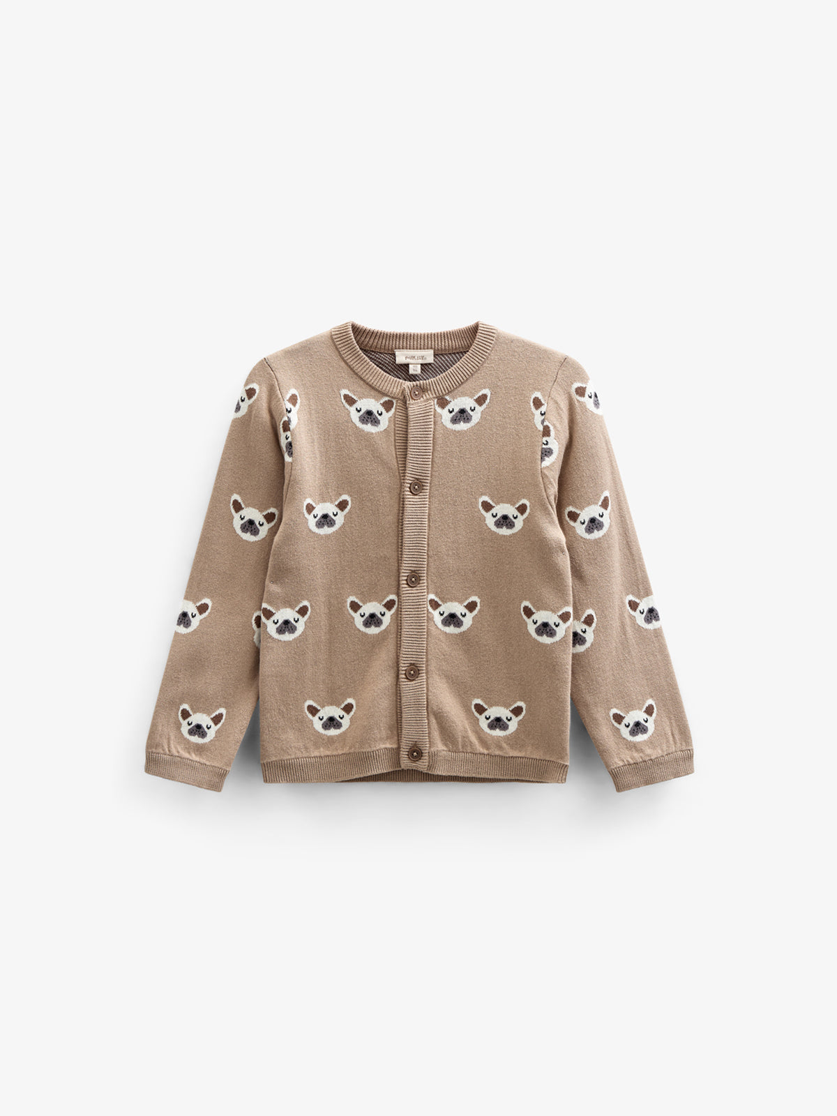 Jaquardstrikket Cardigan i Bomuld - Kids - Light Brown | 100668 Nico