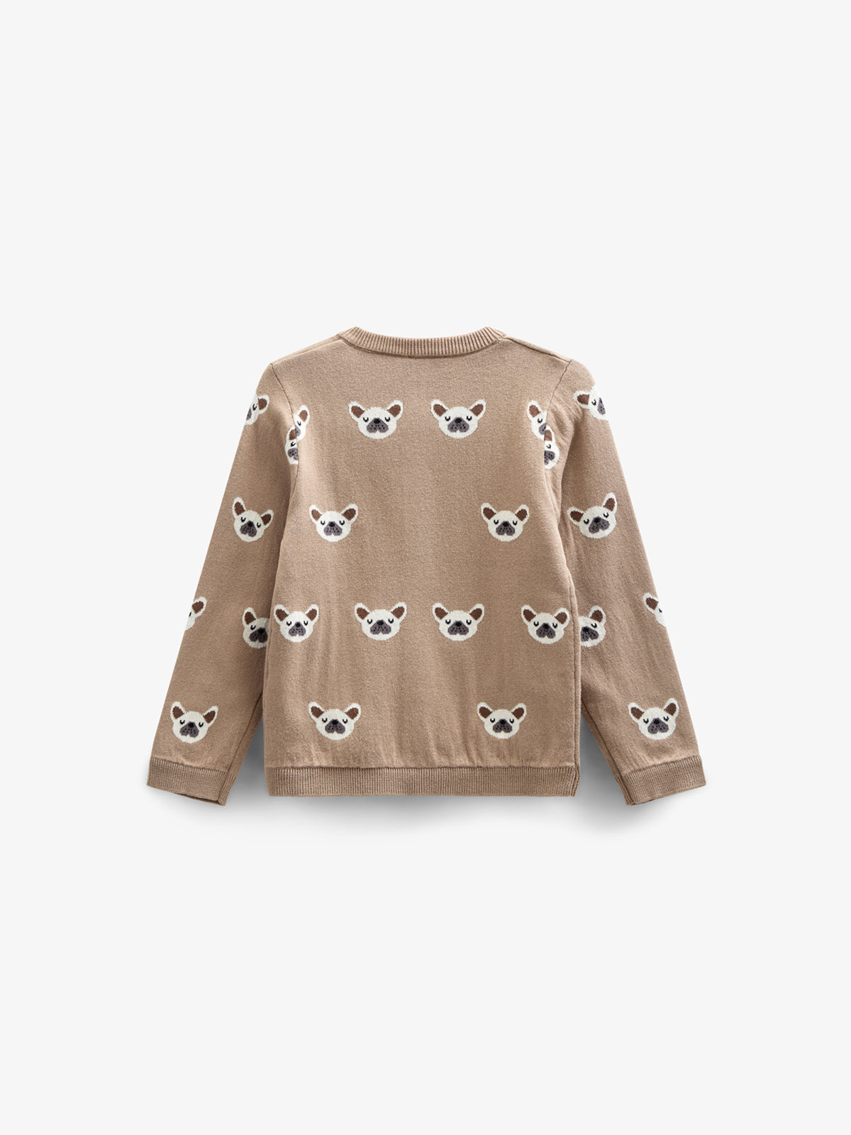 Jaquardstrikket Cardigan i Bomuld - Kids - Light Brown | 100668 Nico
