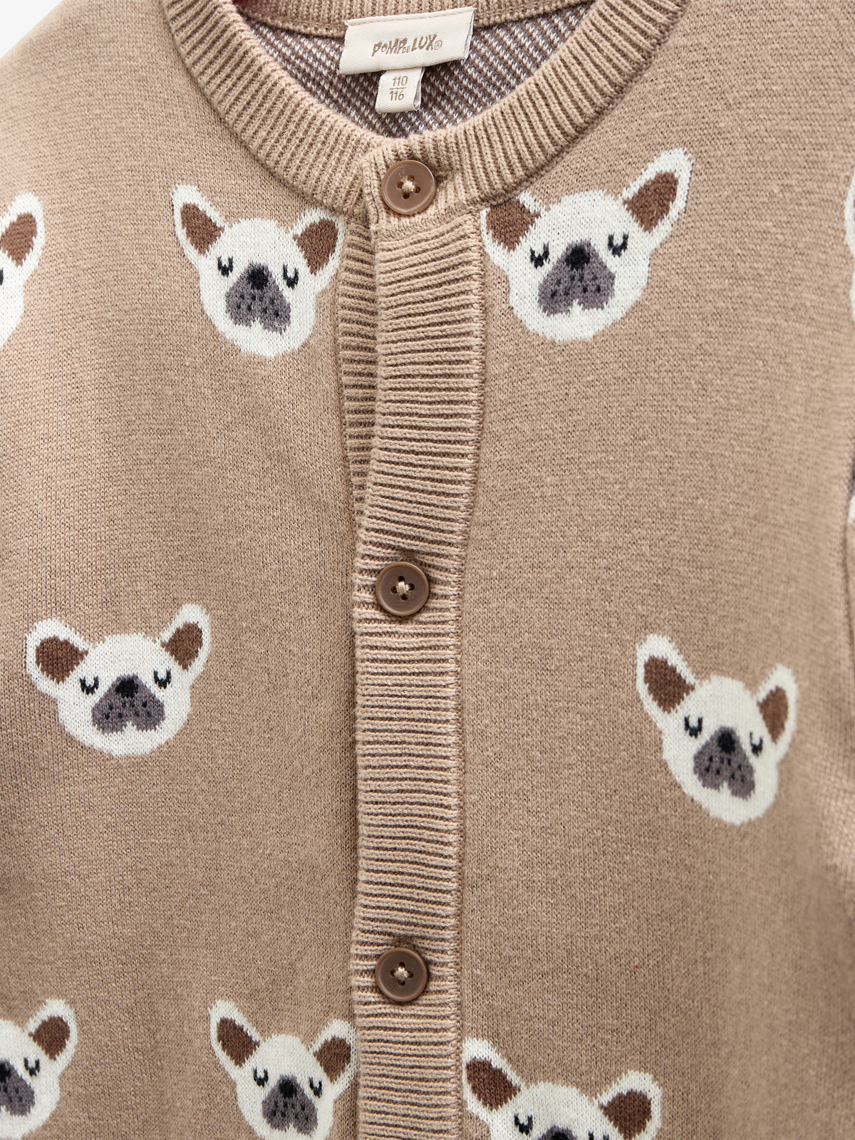 Jaquardstrikket Cardigan i Bomuld - Kids - Light Brown | 100668 Nico