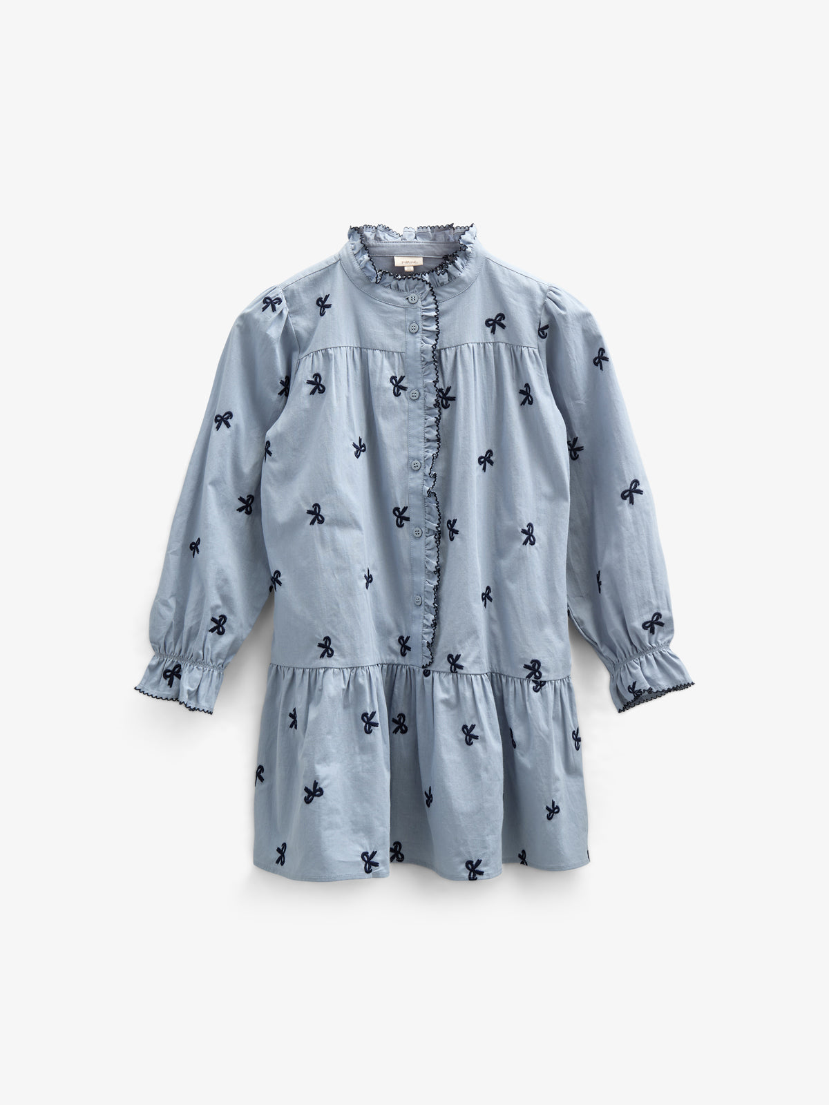 Poplin-Kjole med broderi - Kids - Blue | 100679 Adison