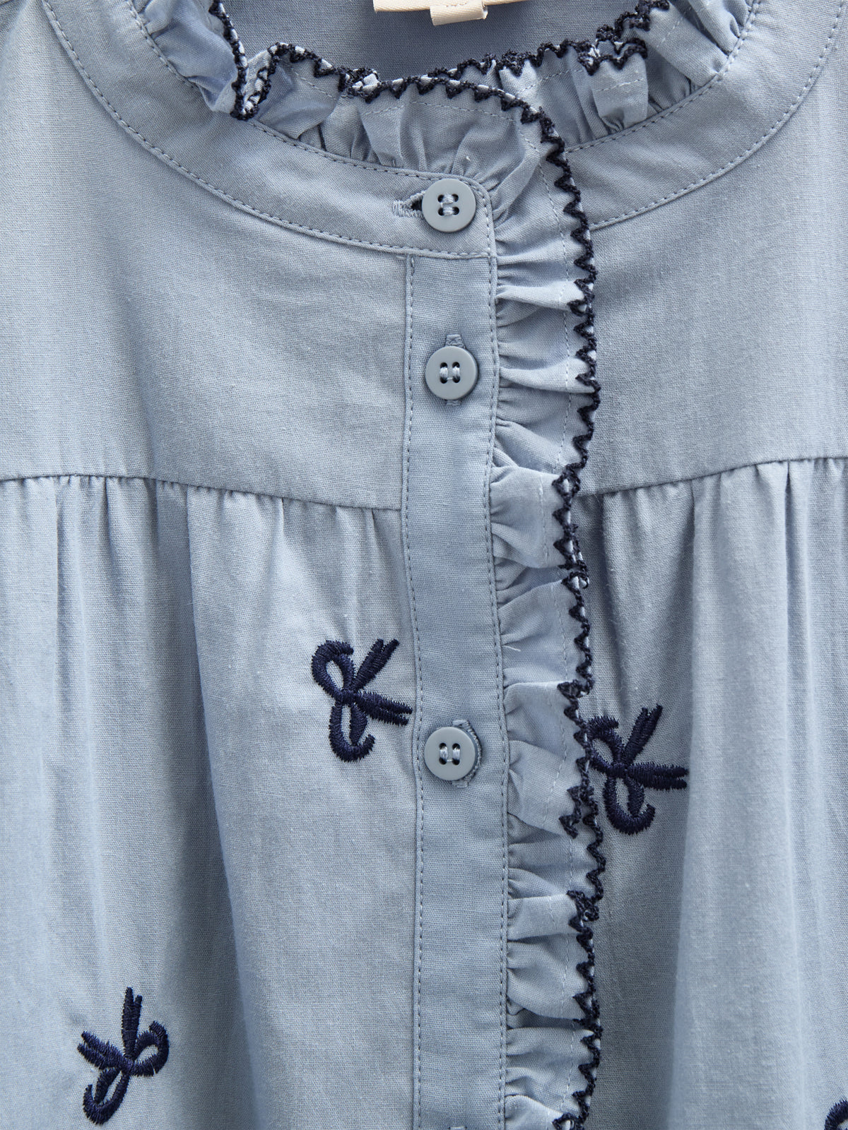 Poplin-Kjole med broderi - Kids - Blue | 100679 Adison