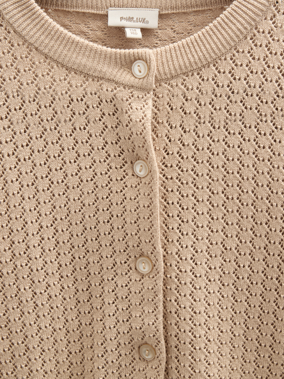 Bomulds Cardigan i pointelle strik - Tween - Caffe Latte | 100684 Esme