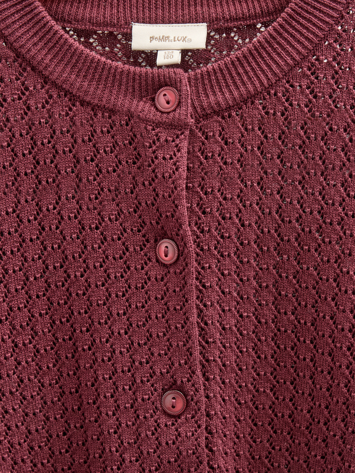 Bomulds Cardigan i pointelle strik - Tween - Burgundy | 100686 Esme