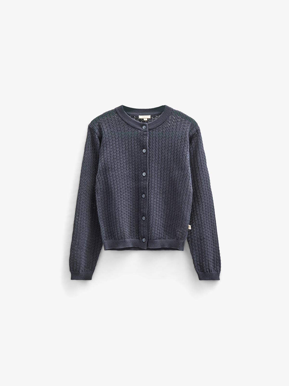 Bomulds Cardigan i pointelle strik - Kids - Navy | 100687 Esme