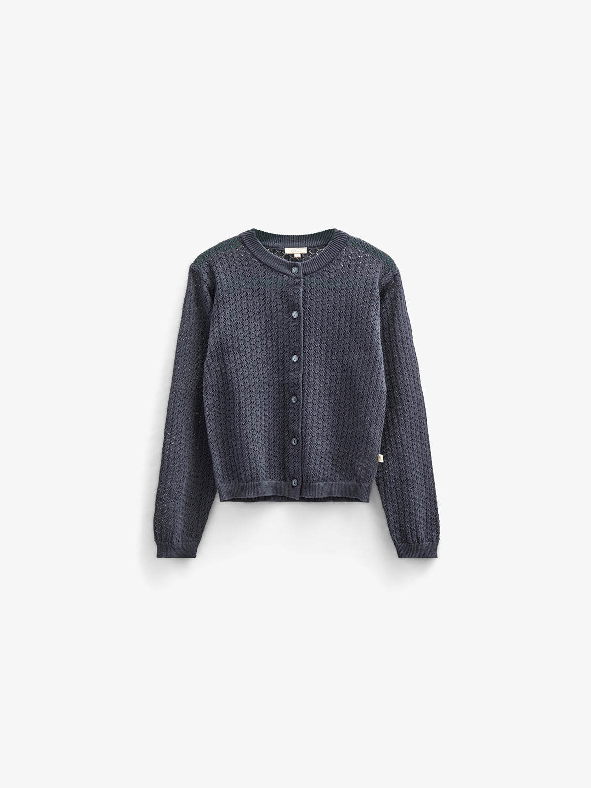 Bomulds Cardigan i pointelle strik - Tween - Navy | 100688 Esme