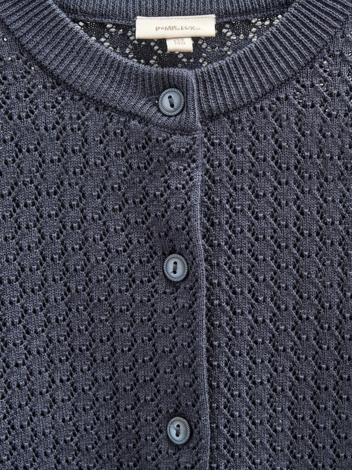 Bomulds Cardigan i pointelle strik - Tween - Navy | 100688 Esme