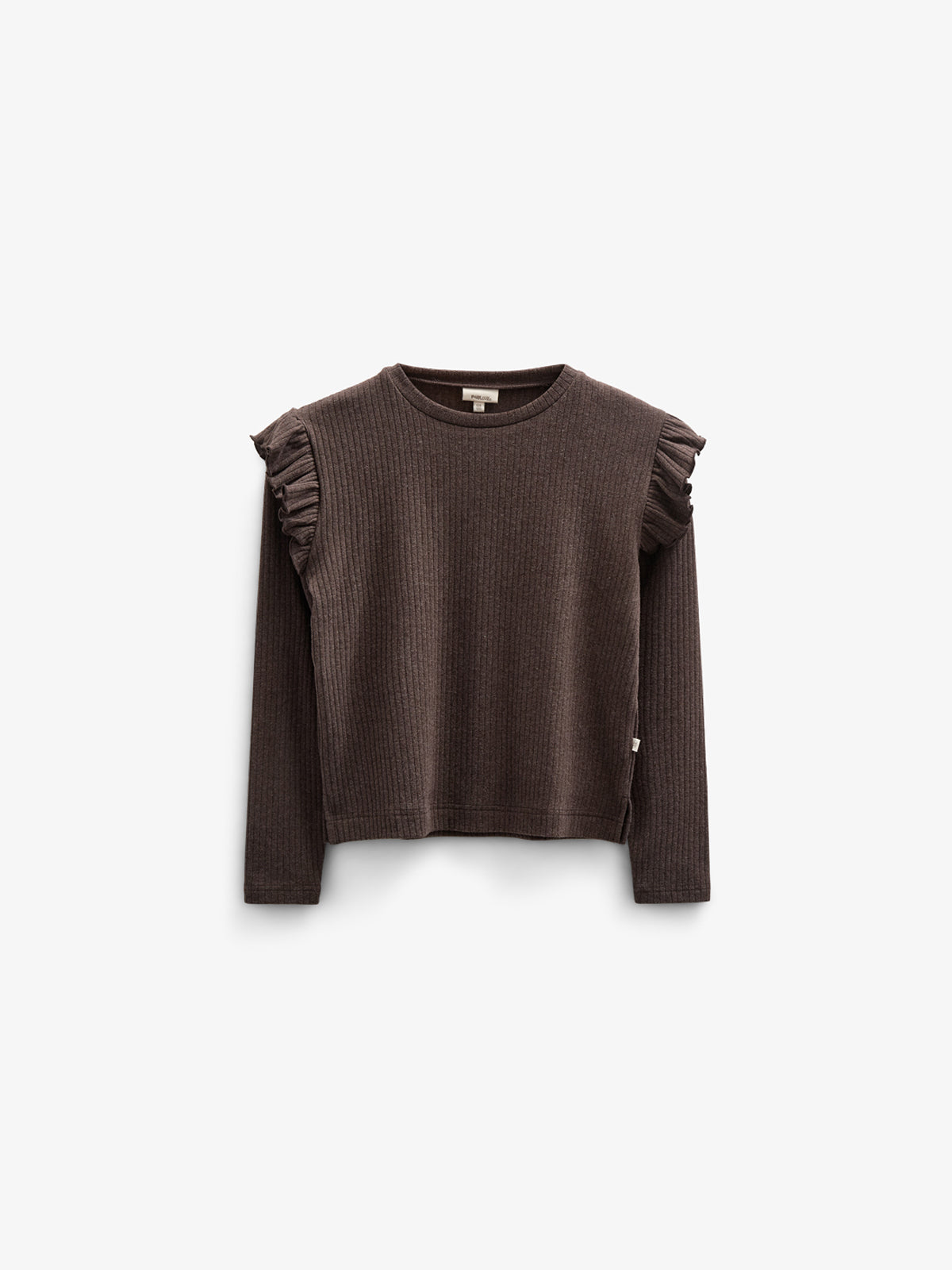 Bluse med bløde ribkanter - Tween - Chocolate Melange | 100695 Alana