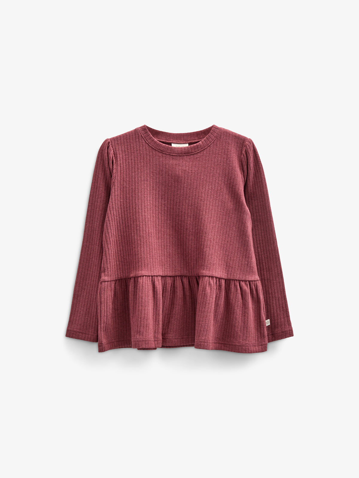 Blød Ribbluse med Peplum - Kids - Burgundy Melange | 100700 Alana