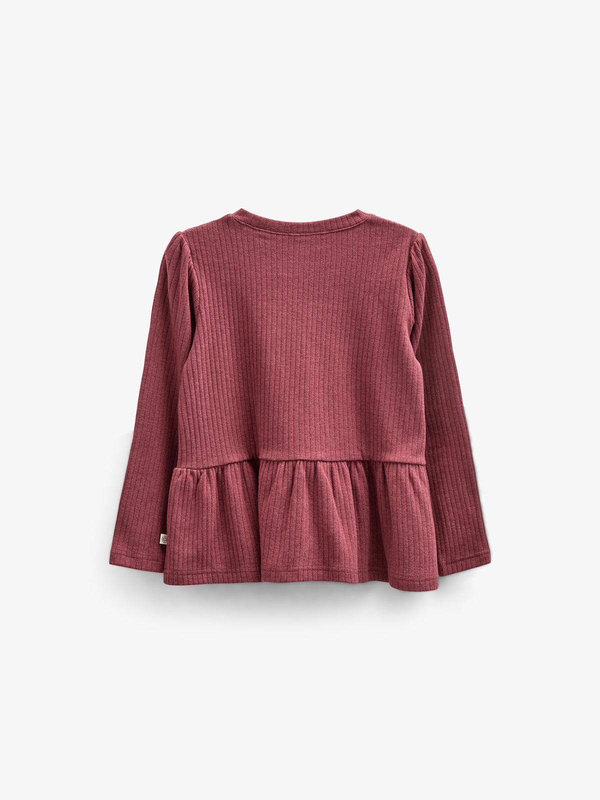 Blød Ribbluse med Peplum - Kids - Burgundy Melange | 100700 Alana