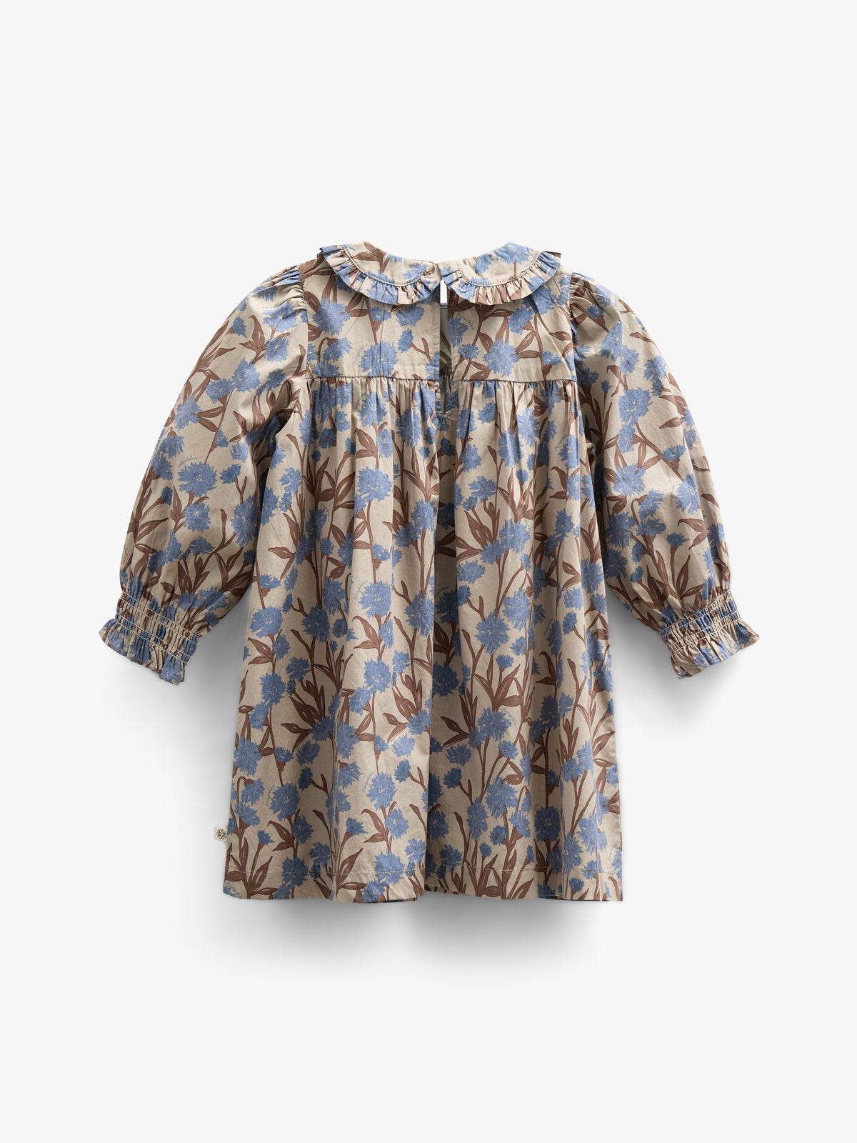 Kjole i bomulds-poplin med Print og elastik i taljen - Kids - Blue / Brown | 100721 Amy