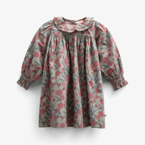 Kjole i bomulds-poplin med Print og elastik i taljen - Kids - Rose / Green | 100722 Amy