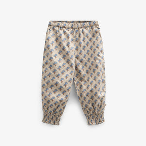 Bukser i bomulds-poplin med Print - Kids - Caffe Latte w. Blue | 100724 Amine