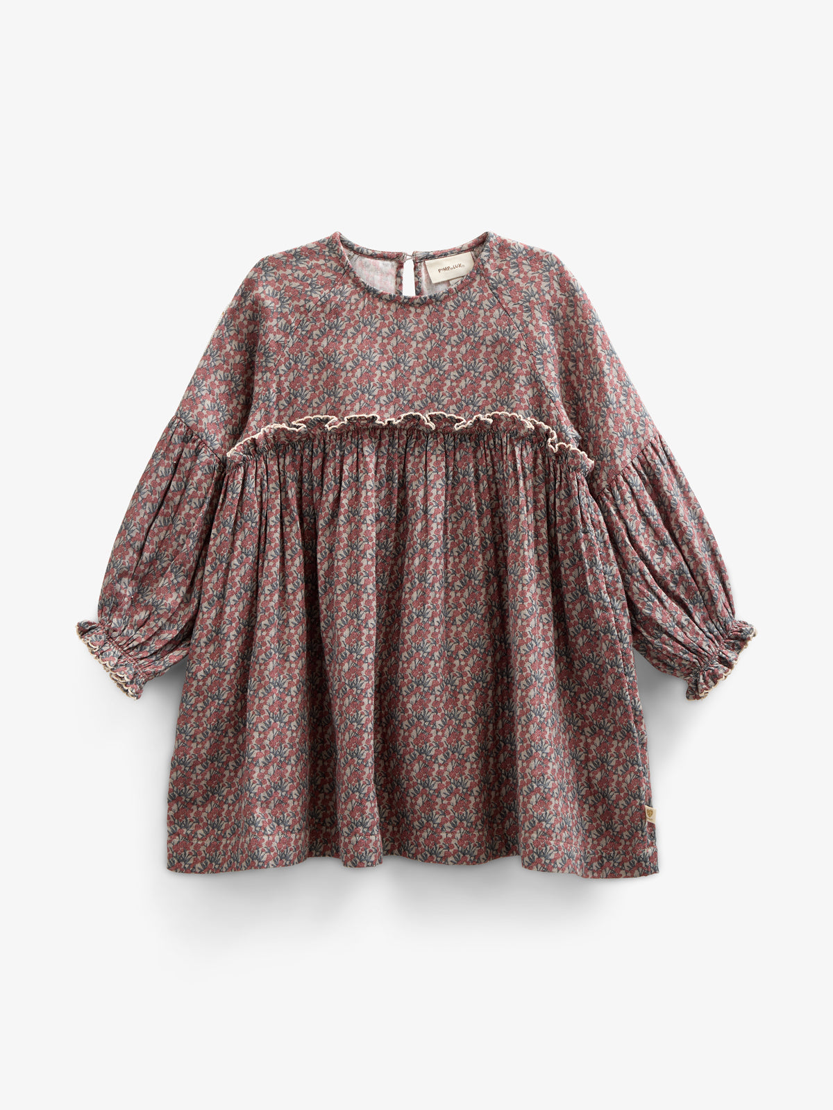 Kjole i Printet Bomuld - Kids - Rose / Green | 100728 Maggie