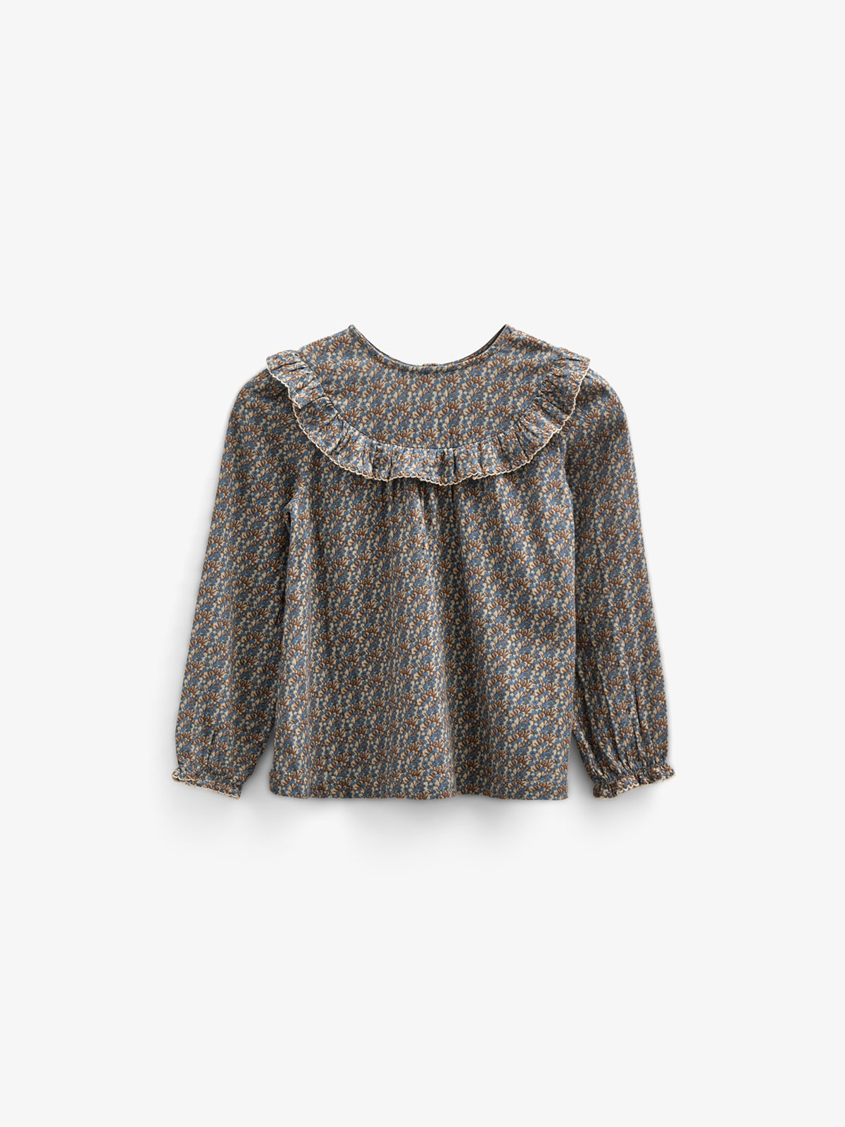 Vendbar Bluse i Printet Bomuld - Kids - Blue / Brown | 100729 Maggie