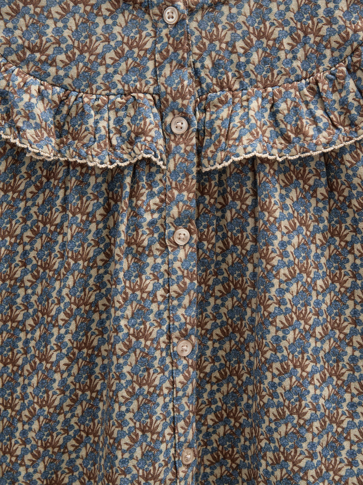 Vendbar Bluse i Printet Bomuld - Kids - Blue / Brown | 100729 Maggie