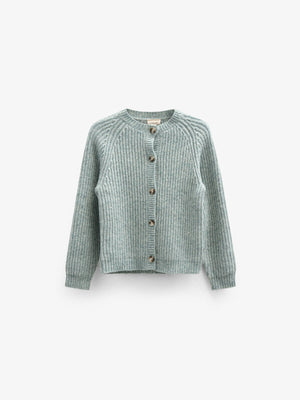 unisex Cardigan i Uldmix - Kids - Green Melange | 100747 Cork