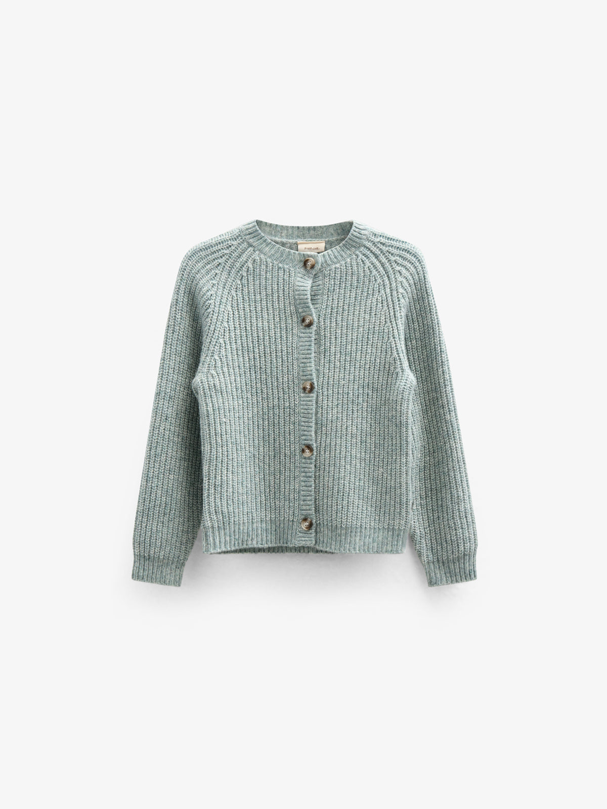 Cardigan i Uldmix - Kids - Green Melange | 100747 Cork