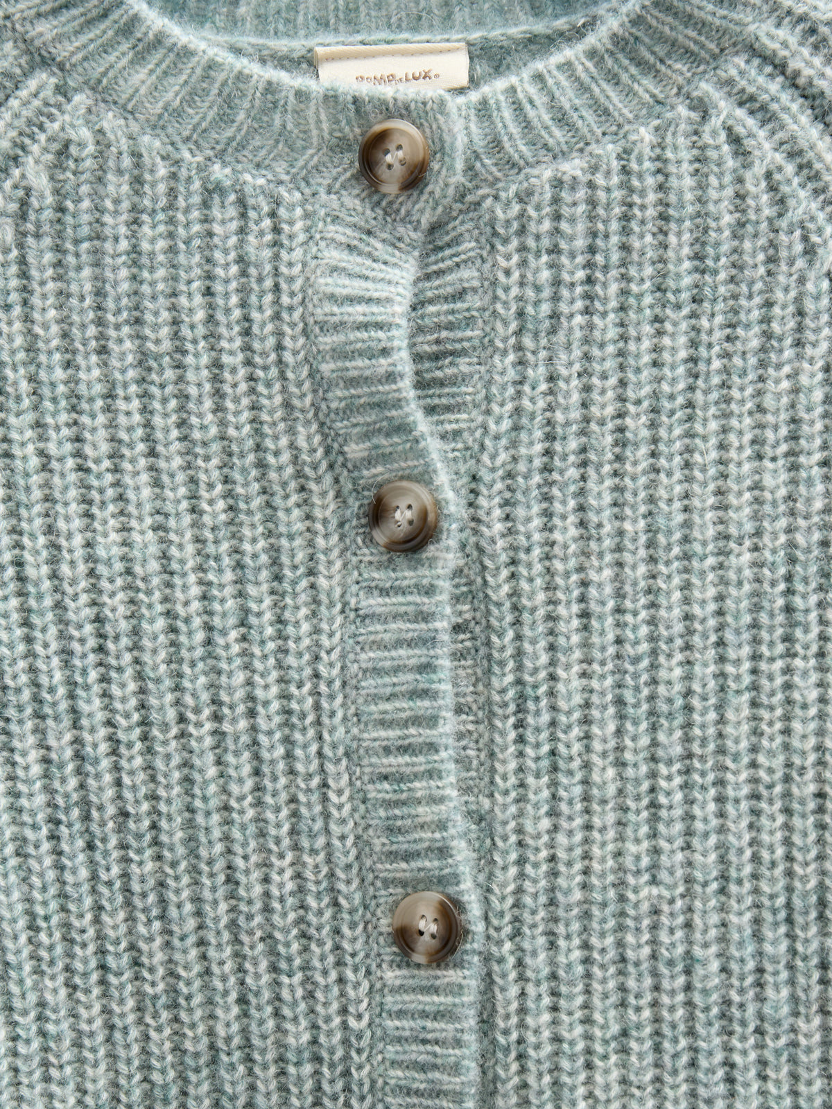 Cardigan i Uldmix - Kids - Green Melange | 100747 Cork
