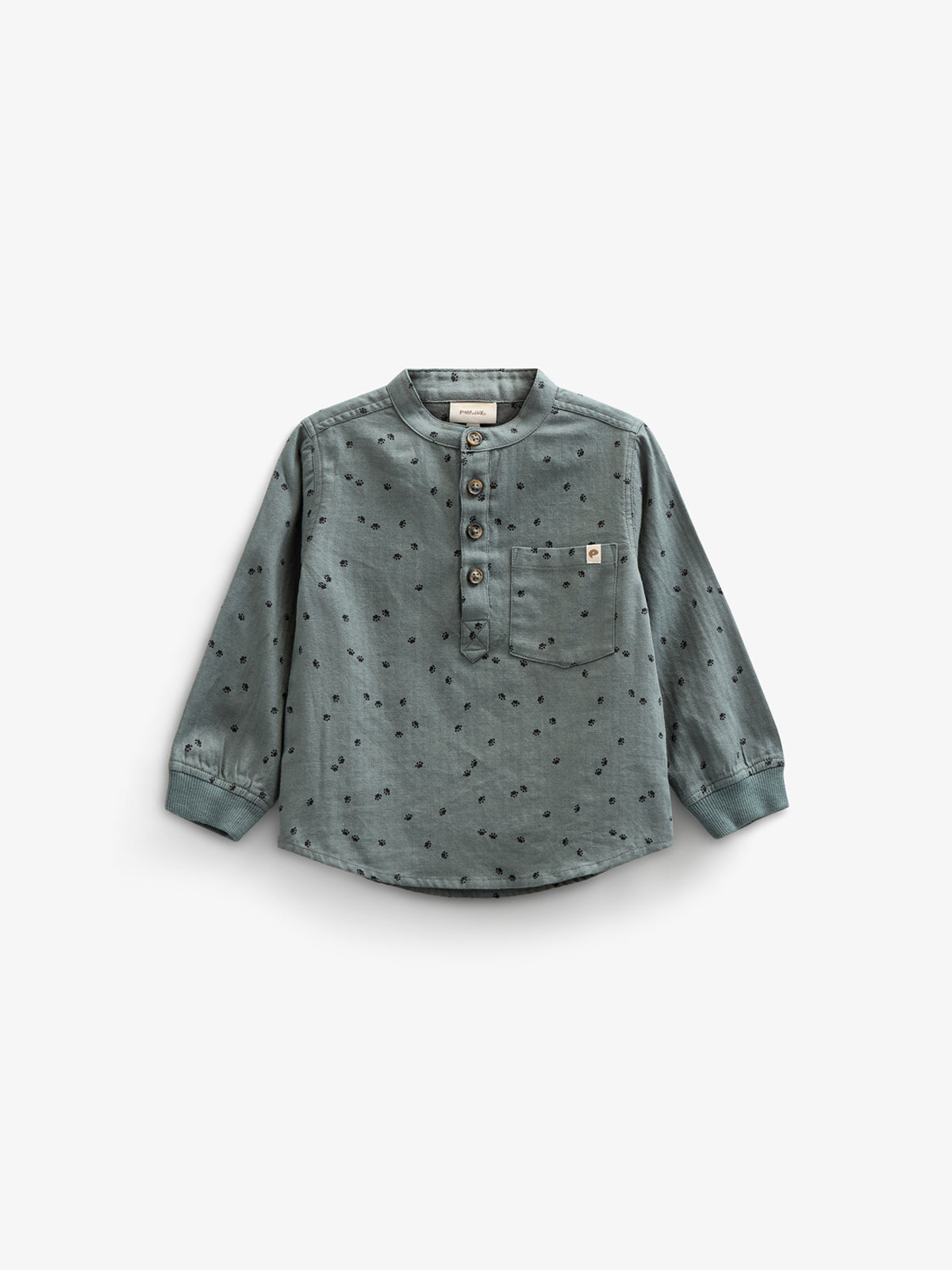 Skjorte i sildebensvævet Bomuld m. Print - Kids - Dark Dusty Green | 100761 Edward