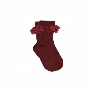 MP Knæstrømper i uld med blonder - Kids - Burgundy | 100781 MP Lea Socks