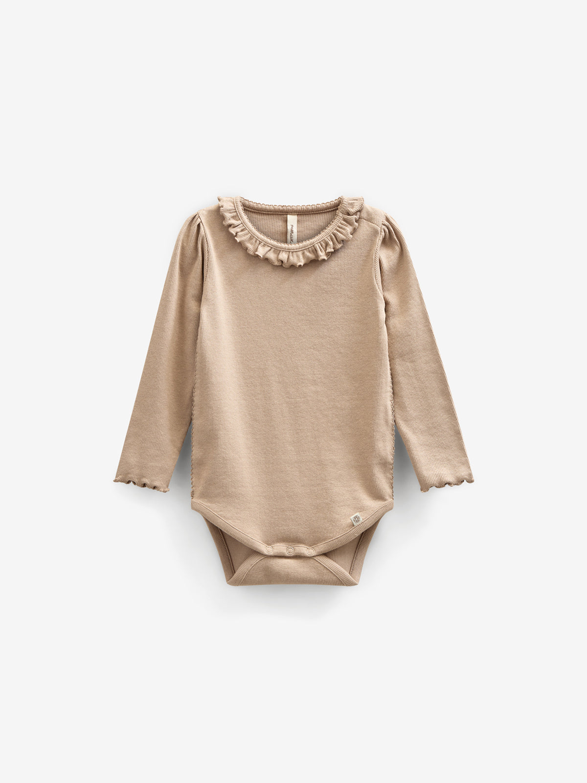 Langærmet Rib Bodysuit i Modal med picot-kant - Kids - Caffe Latte | 100784 Mia
