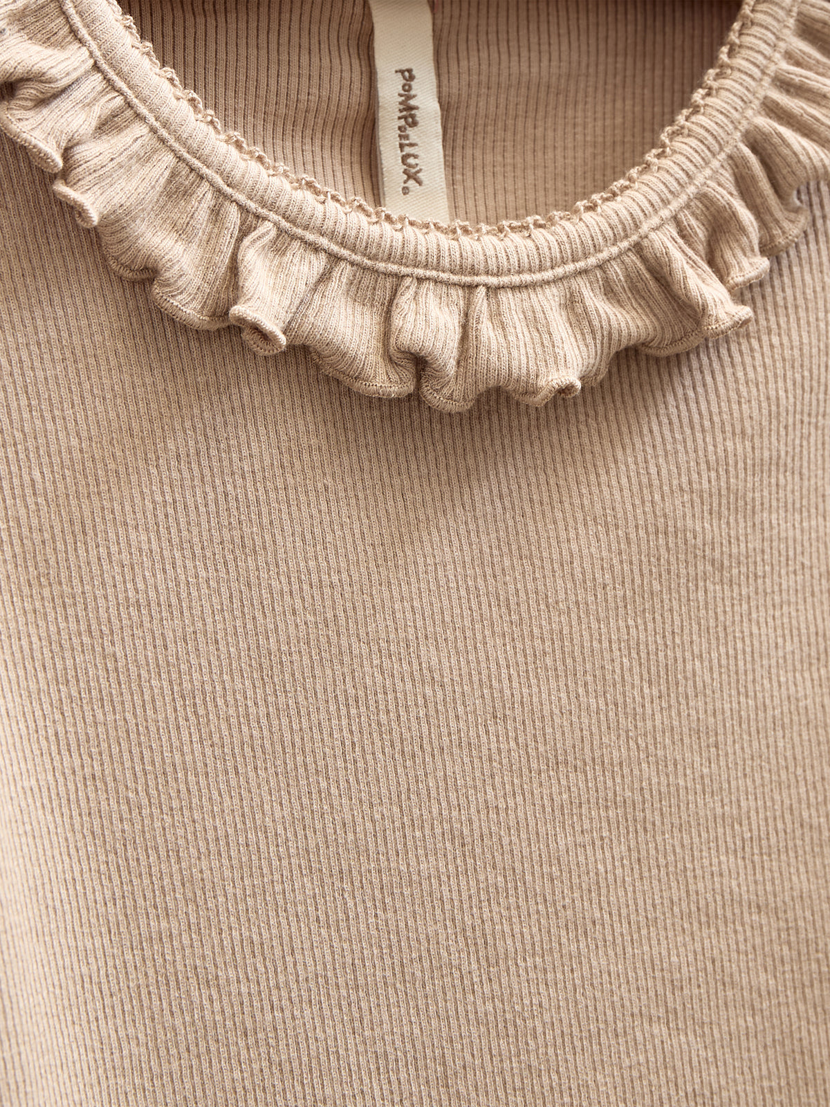 Langærmet Rib Bodysuit i Modal med picot-kant - Kids - Caffe Latte | 100784 Mia