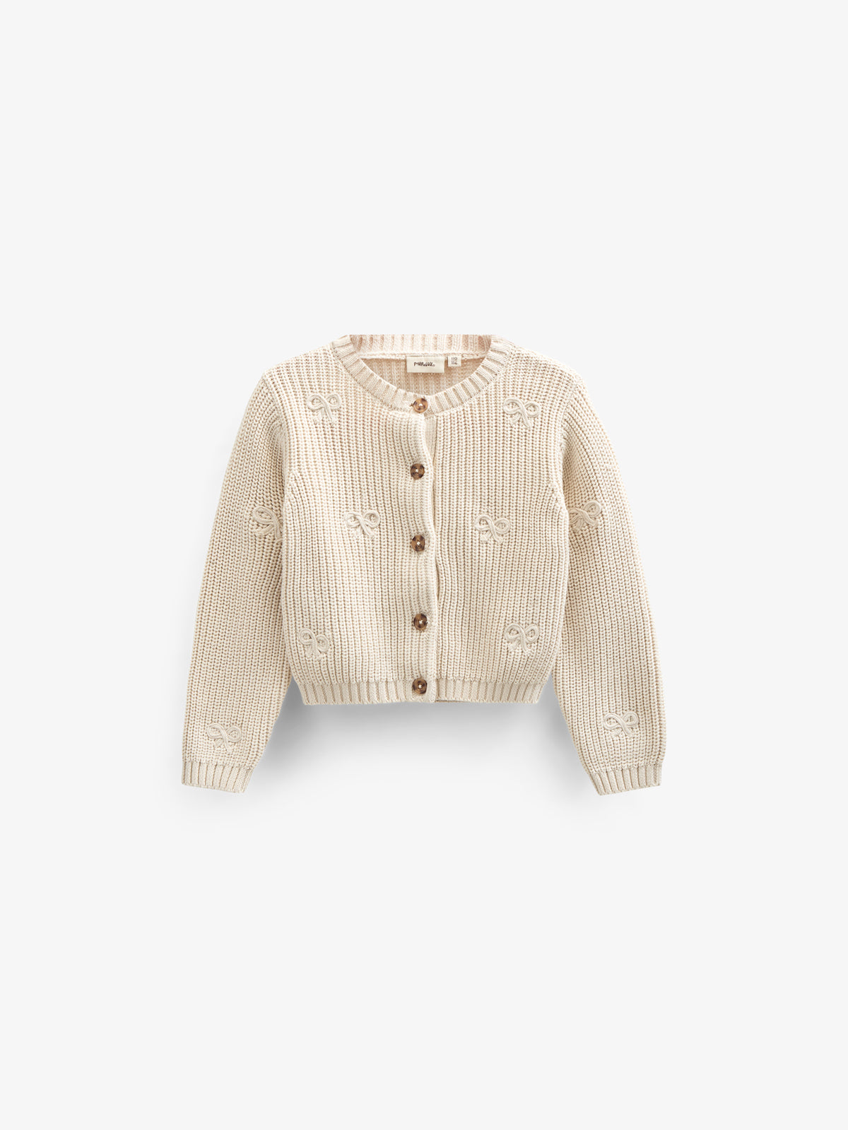 Cardigan i bomuldsstrik med sløjfer - Tween - Nature | 100791 Freya
