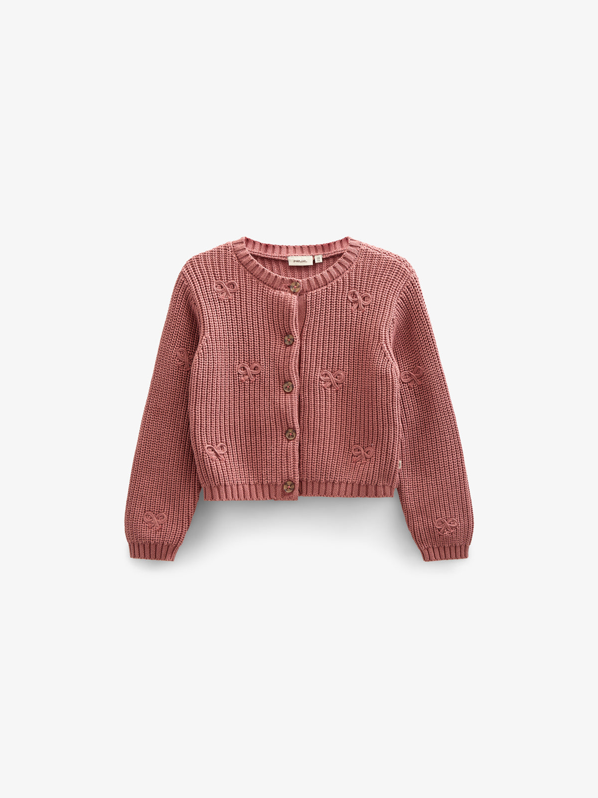 Cardigan i bomuldsstrik med sløjfer - Tween - Old Rose | 100793 Freya