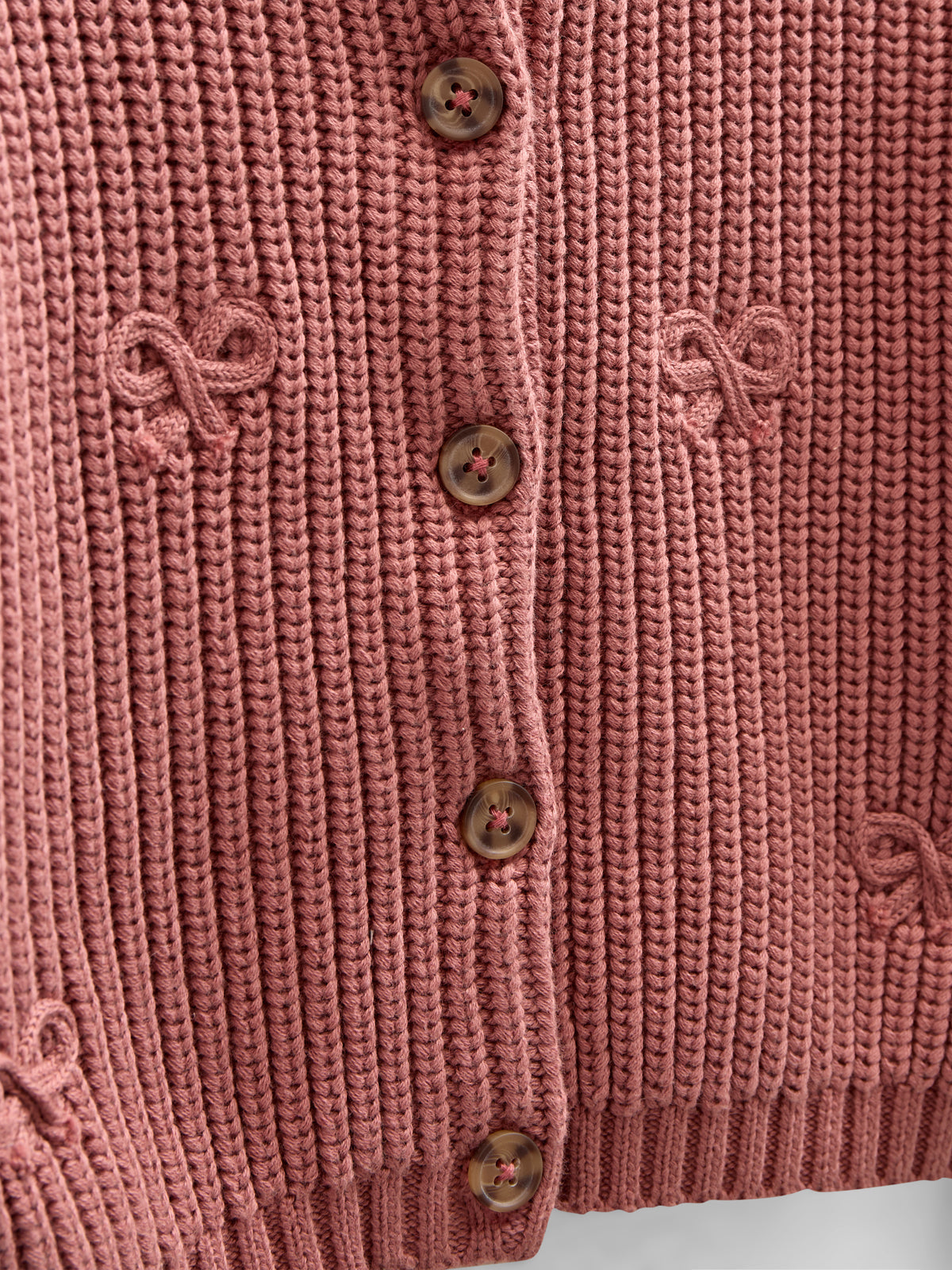 Cardigan i bomuldsstrik med sløjfer - Tween - Old Rose | 100793 Freya