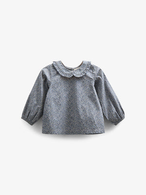 Bluse i bomulds-poplin med Print og Krave - Kids - Blue | 100798 Allie