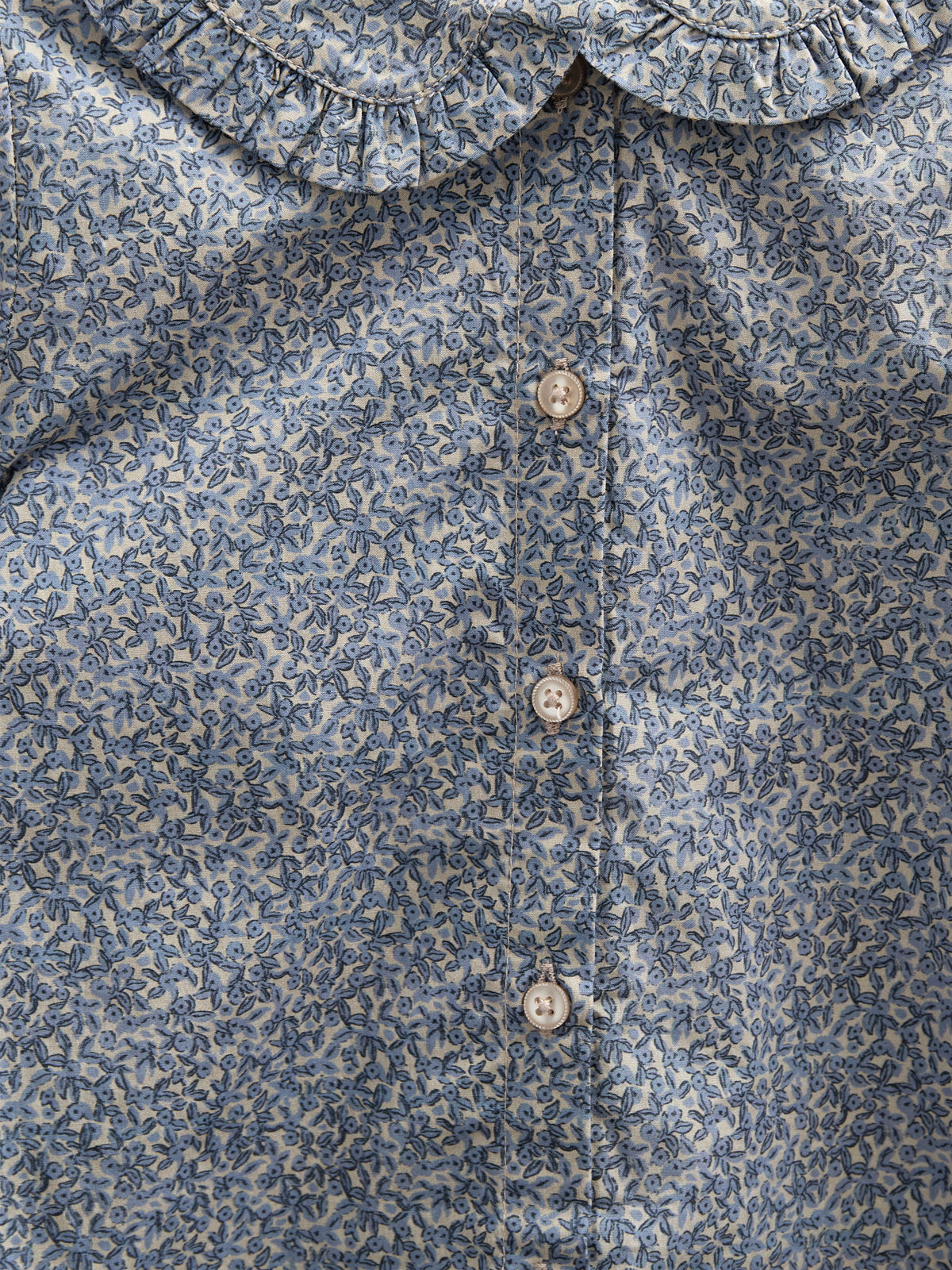 Bluse i bomulds-poplin med Print og Krave - Kids - Blue | 100798 Allie