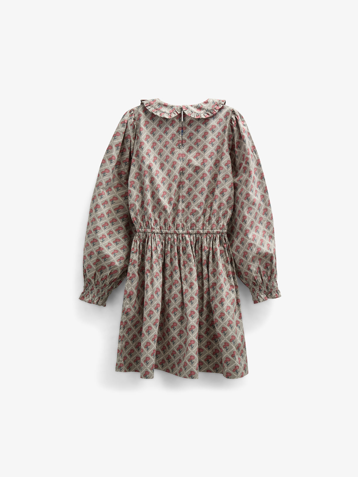 Kjole i bomulds-poplin med Print og elastik i taljen - Tween - Green w. Vintage Red | 100800 Amine