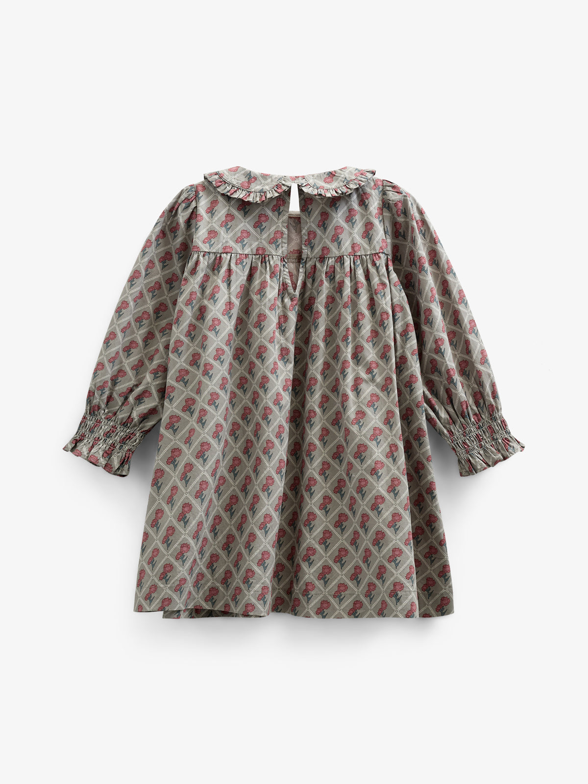 Kjole i bomulds-poplin med Print - Kids - Green w. Vintage Red | 100802 Amine