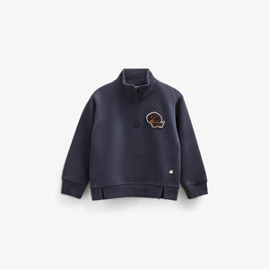 Sweatshirt med kort lynlĂĄs - Kids - Navy | 100806 Tristan
