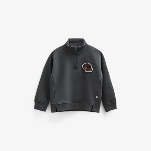Sweatshirt med kort lynlĂĄs - Kids - Forest Green | 100810 Tristan
