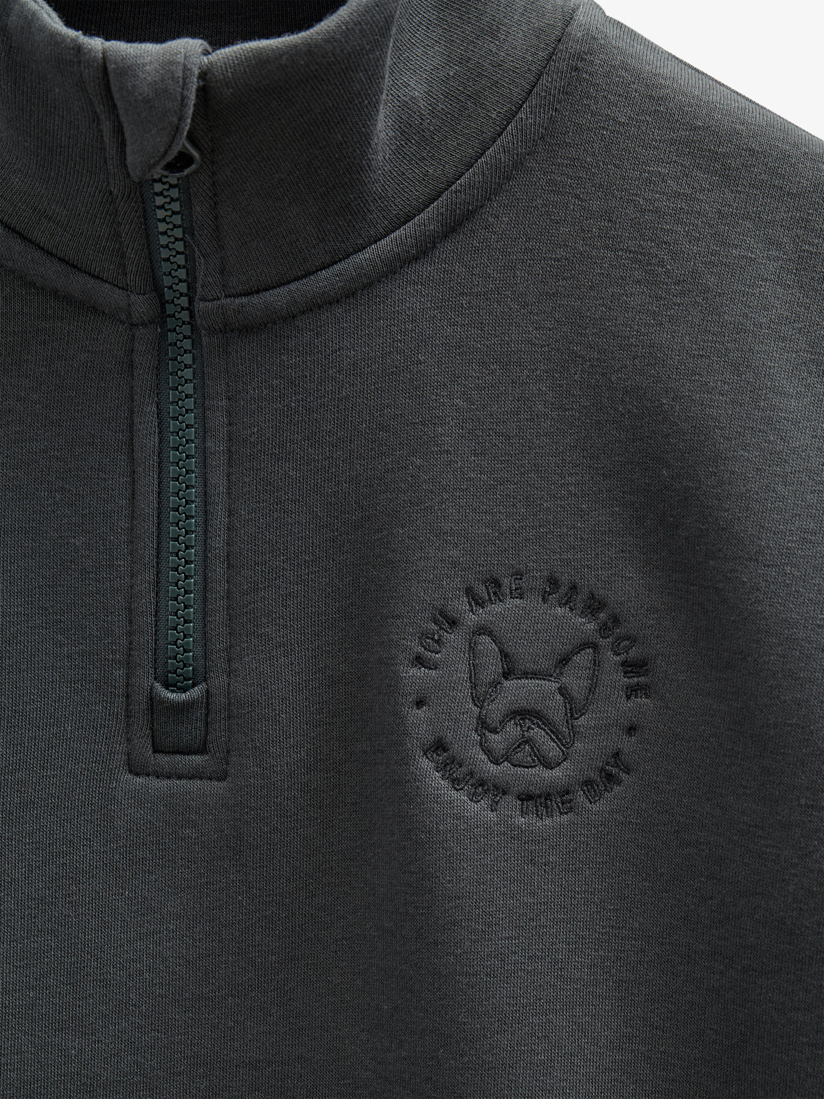 Sweatshirt med kort lynlås - Tween - Forest Green | 100811 Tristan