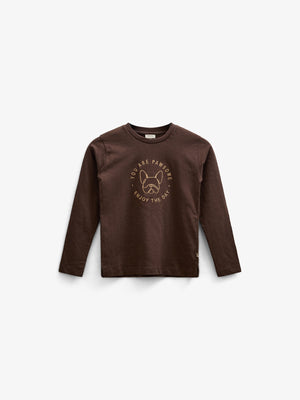 Langærmet T-shirt i Slub Jersey - Tween - Chocolate | 100833 Kevin