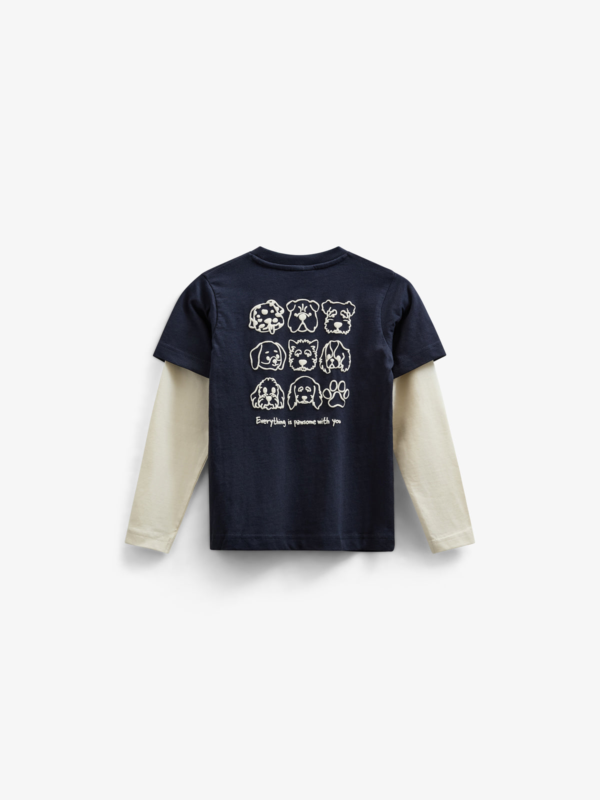 Boxy T-shirt med dobbeltærmer - Kids - Navy | 100836 Alex