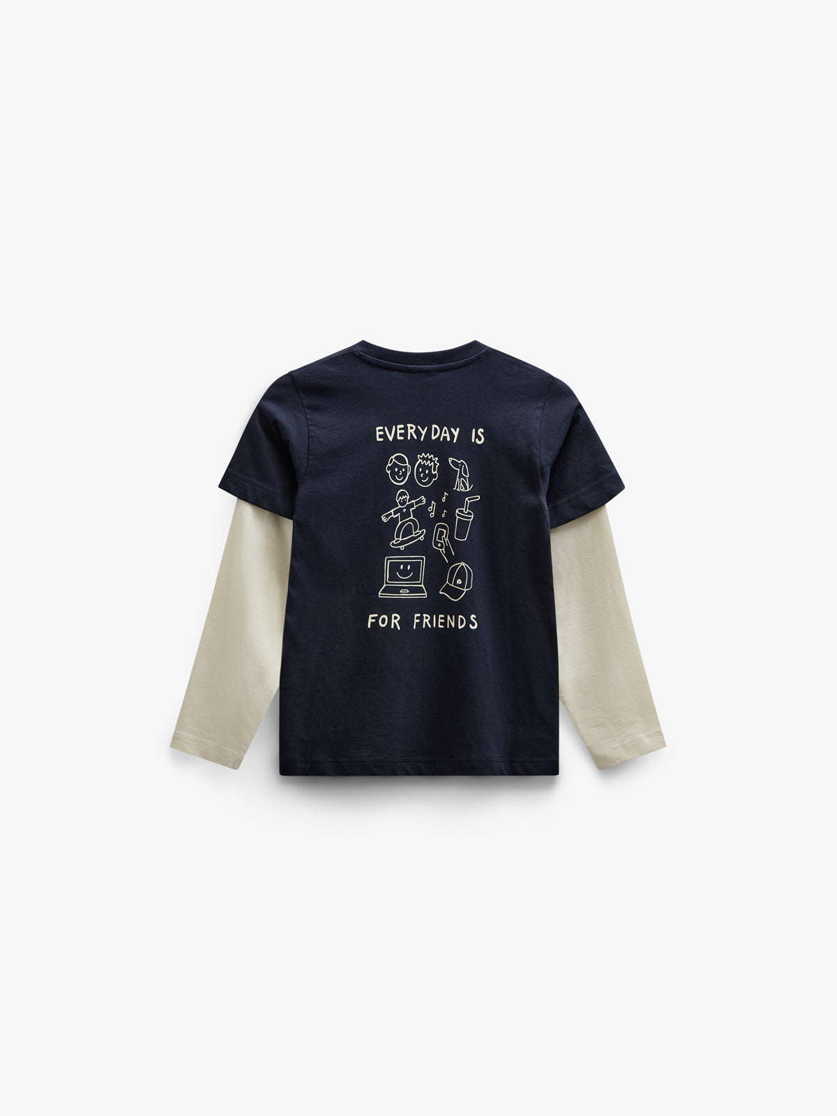 Boxy T-shirt med dobbeltærmer - Tween - Navy | 100837 Alex